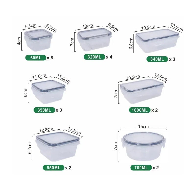 24X Stackable Plastic Containers Clear Food Storage Microwave Safe Boxes - BKKFinds