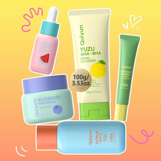 BKKFinds United States BKKFinds Health, Beauty & Hair / Beauty Tools / F QUIYUM Fruit Fresh Collection 5-Piece Skincare Set Brightening Hydrating Anti-Age Facial Care for Dry Dull Skin