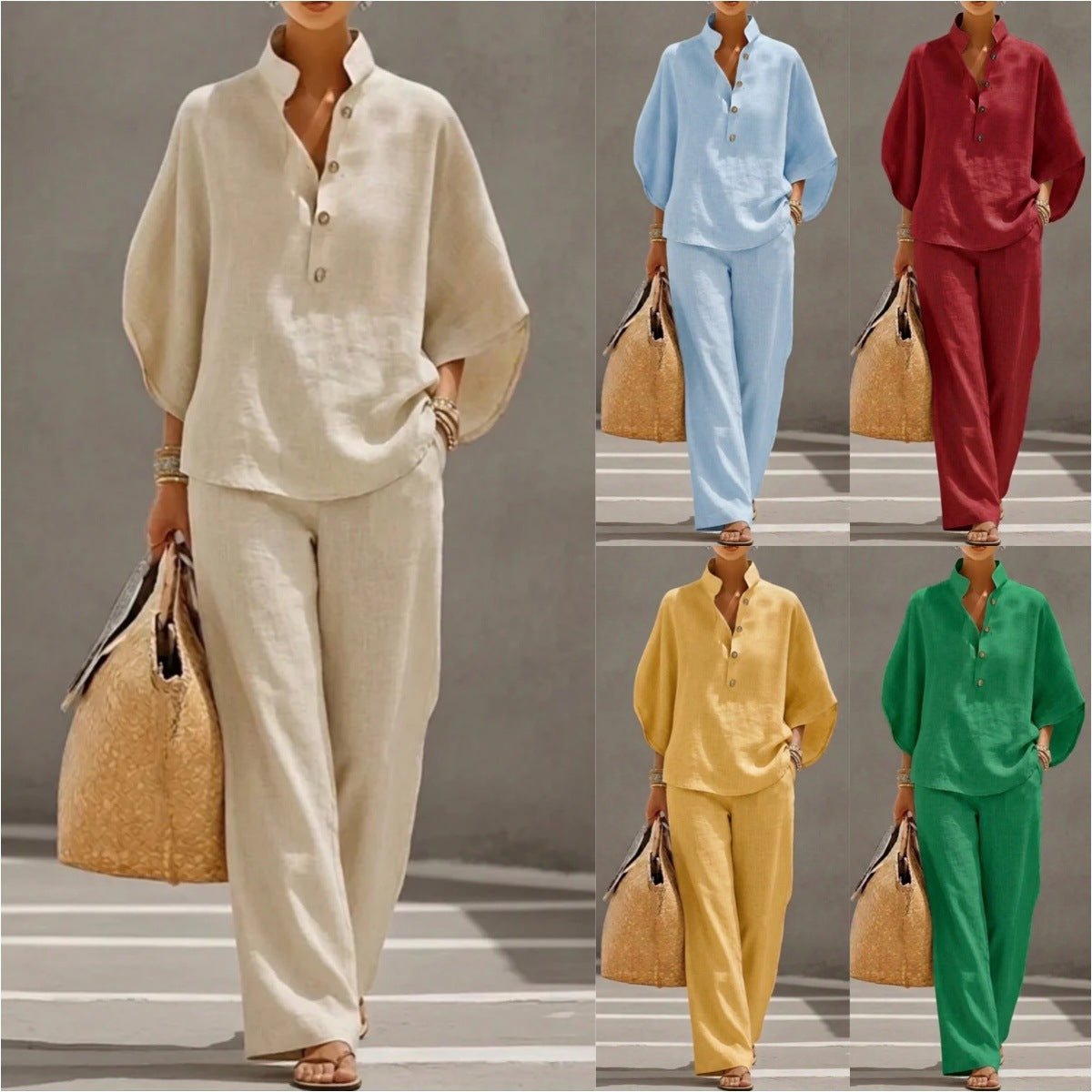 Women’s Cotton Linen Two-Piece Set Pullover Top & PantsElevate your everyday wardrobe with this women’s cotton linen two-piece set, combining easy comfort with a relaxed, polished look for any season.
Breathable comforWomen's ClothingBKKFindsBKKFindsWomen’s Cotton Linen Two-Piece Set