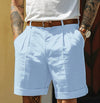 Men's Linen Blend Straight Leg Shorts With Pockets