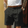 Men's Linen Blend Straight Leg Shorts With Pockets