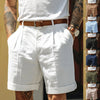 Men's Linen Blend Straight Leg Shorts With Pockets