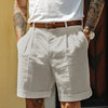 Men's Linen Blend Straight Leg Shorts With Pockets