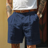 Men's Linen Blend Straight Leg Shorts With Pockets