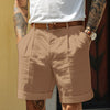 Men's Linen Blend Straight Leg Shorts With Pockets