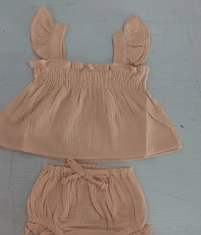 Girls’ Cotton Sleeveless Top And Shorts Set