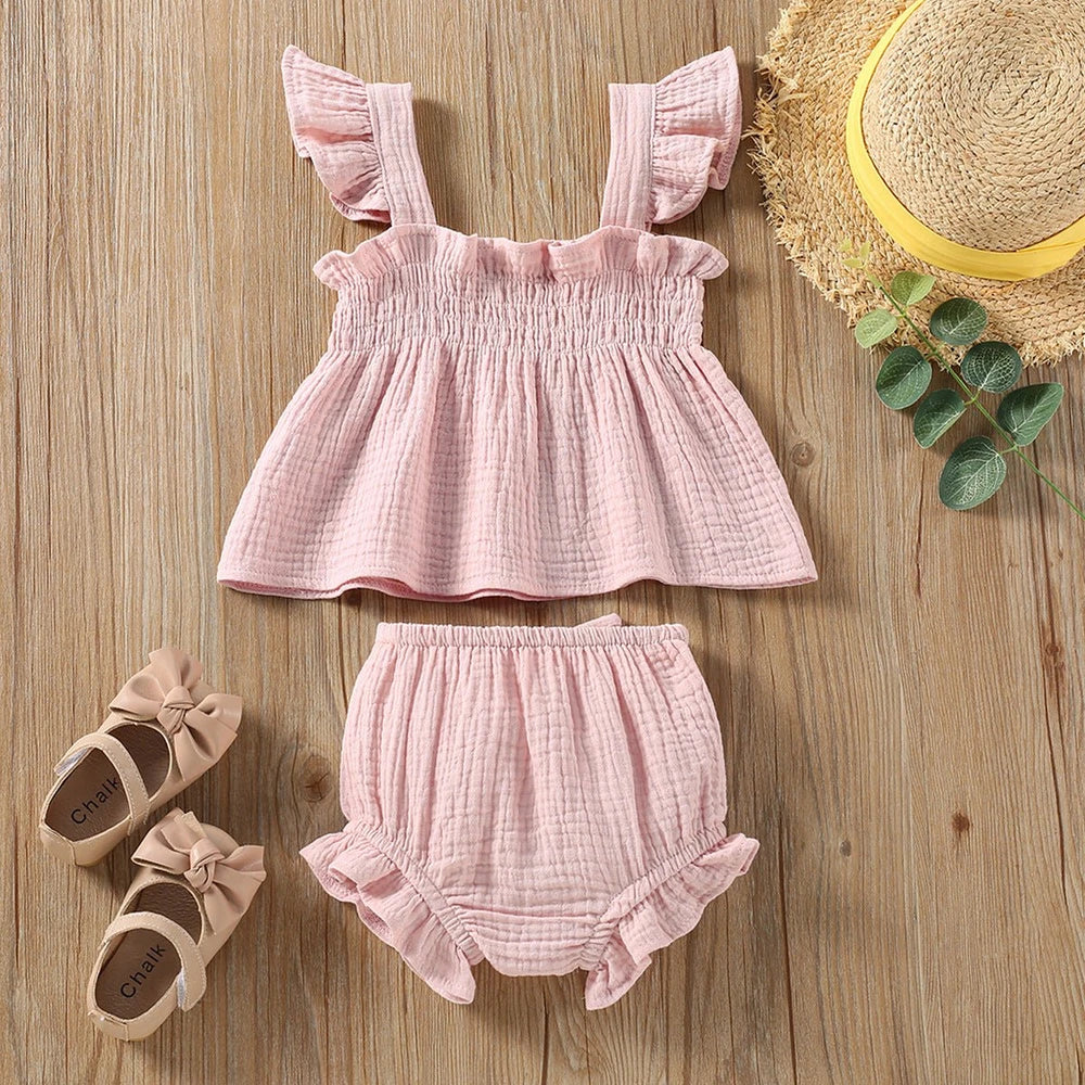 Girls’ Cotton Sleeveless Top And Shorts Set