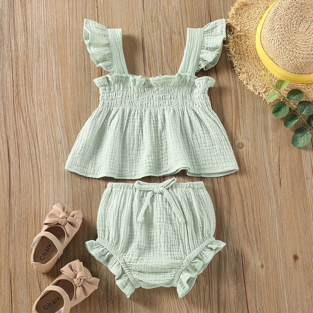 Girls’ Cotton Sleeveless Top And Shorts Set