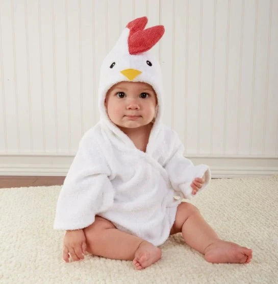 Kids Hooded Cotton Animal Bathrobe