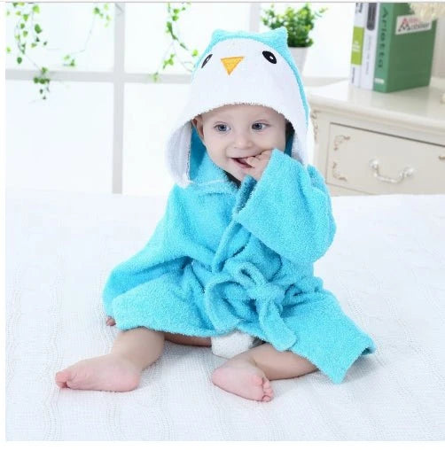 Kids Hooded Cotton Animal Bathrobe