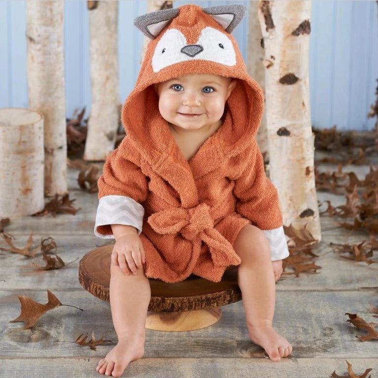 Kids Hooded Cotton Animal Bathrobe