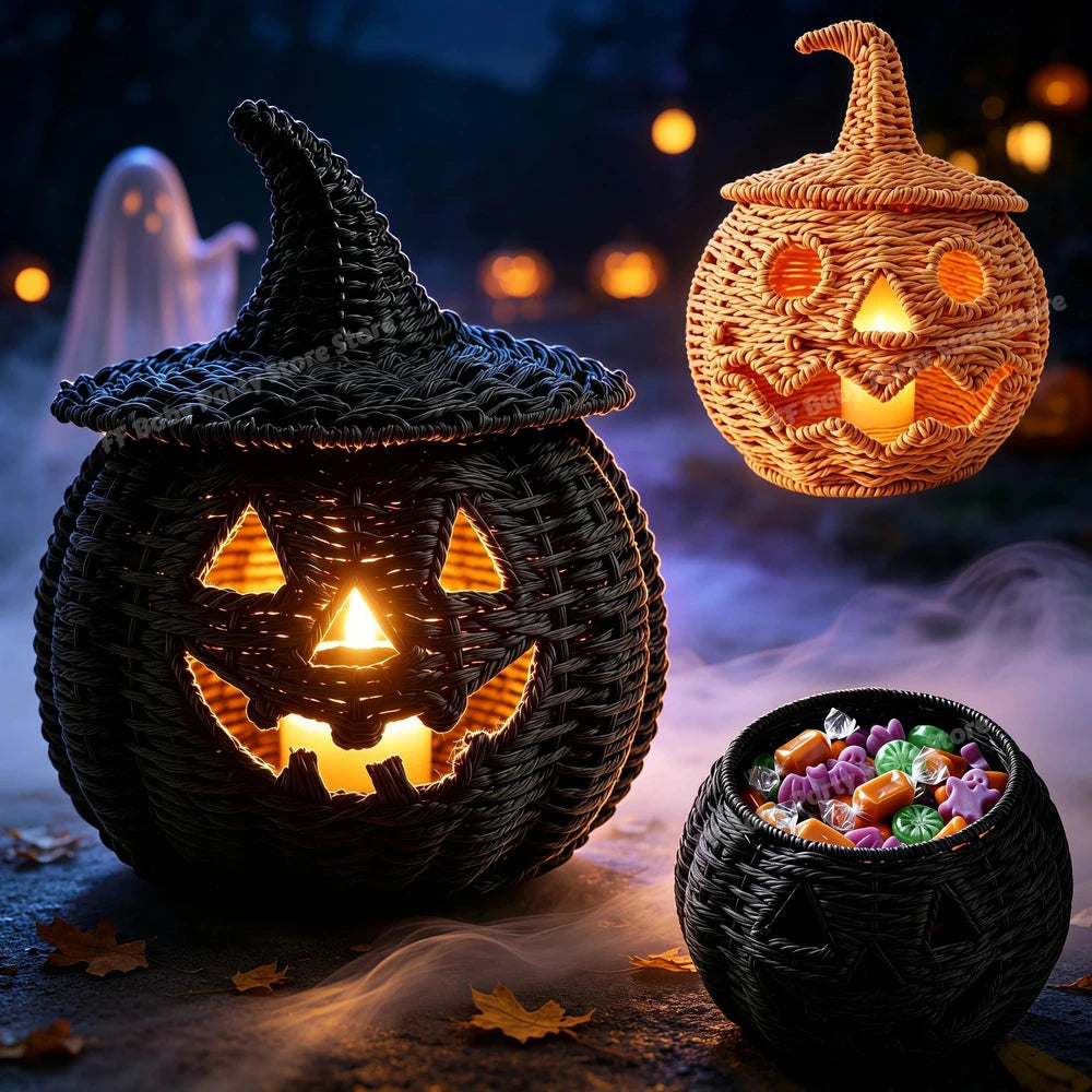 Wicker Pumpkin Lantern