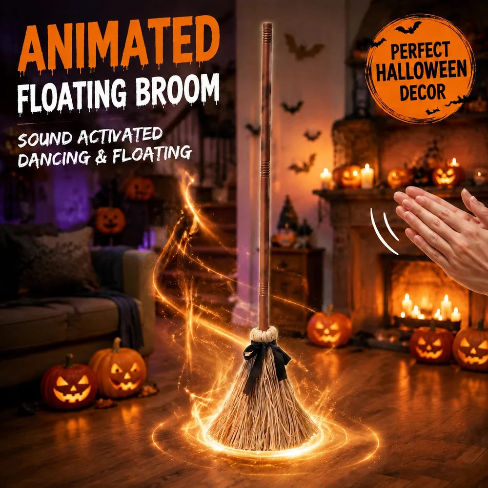 Animated Floating Witch Broom