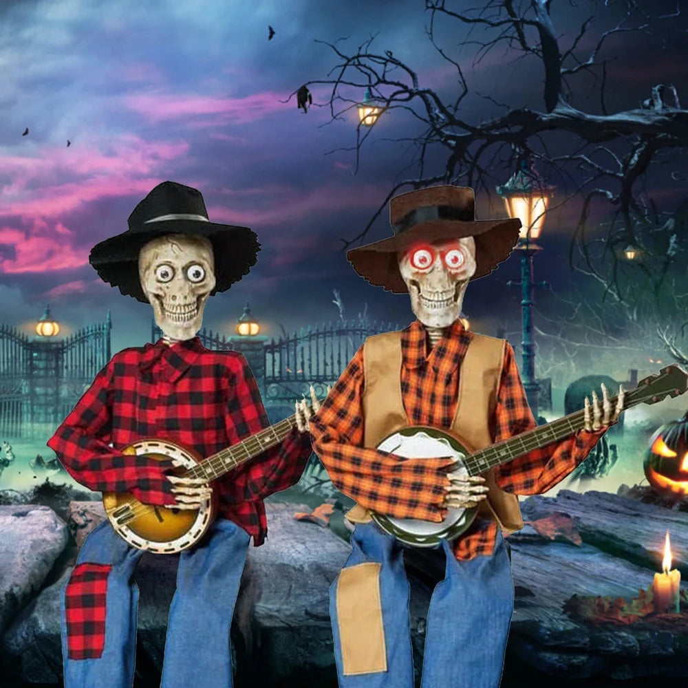 Luminous Skeleton Guitarist Halloween Decoration