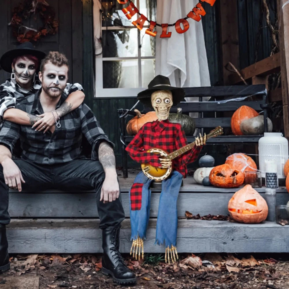 Luminous Skeleton Guitarist Halloween Decoration