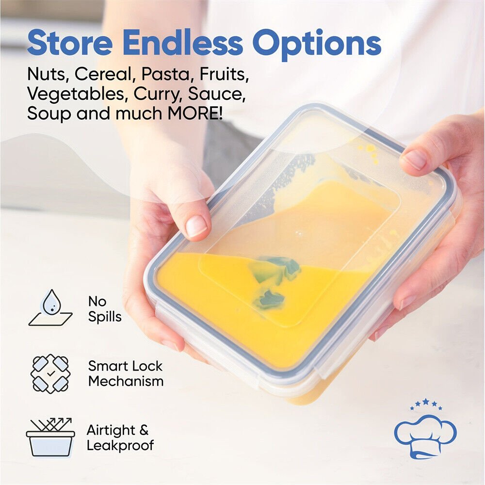 24X Stackable Plastic Containers Clear Food Storage Microwave Safe Boxes - BKKFinds