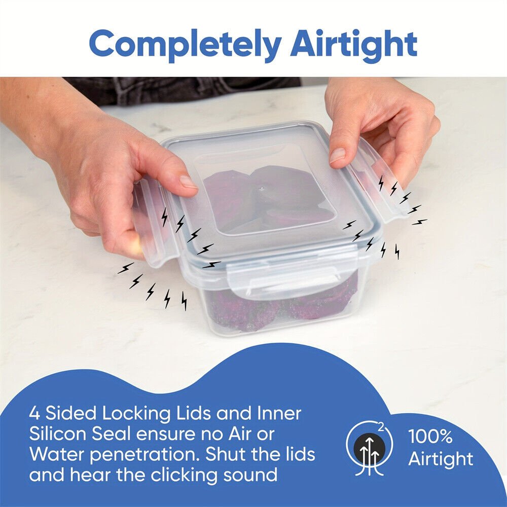24X Stackable Plastic Containers Clear Food Storage Microwave Safe Boxes - BKKFinds