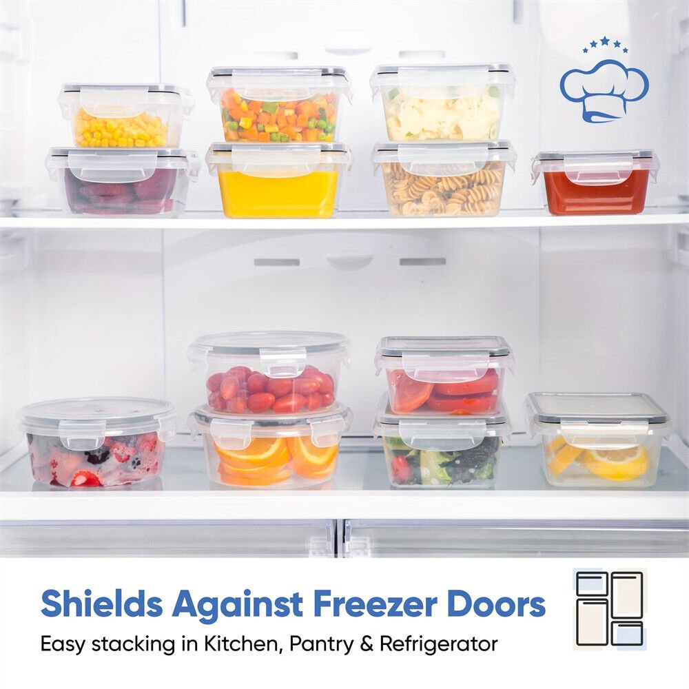 24X Stackable Plastic Containers Clear Food Storage Microwave Safe Boxes - BKKFinds