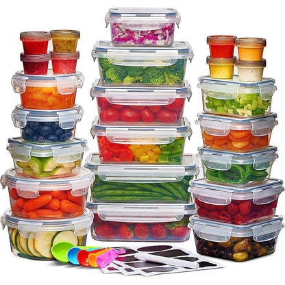 24X Stackable Plastic Containers Clear Food Storage Microwave Safe Boxes - BKKFinds