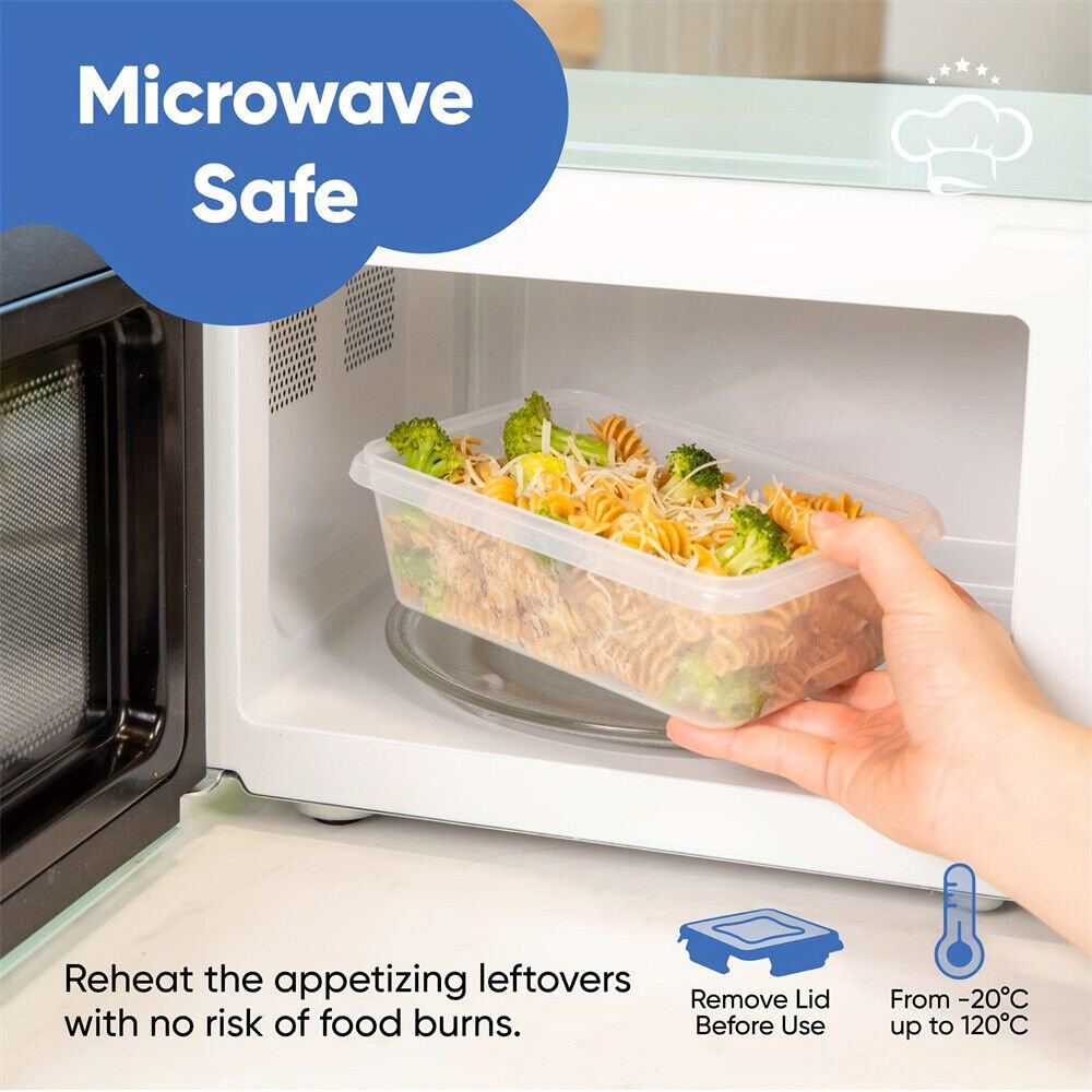 24X Stackable Plastic Containers Clear Food Storage Microwave Safe Boxes - BKKFinds