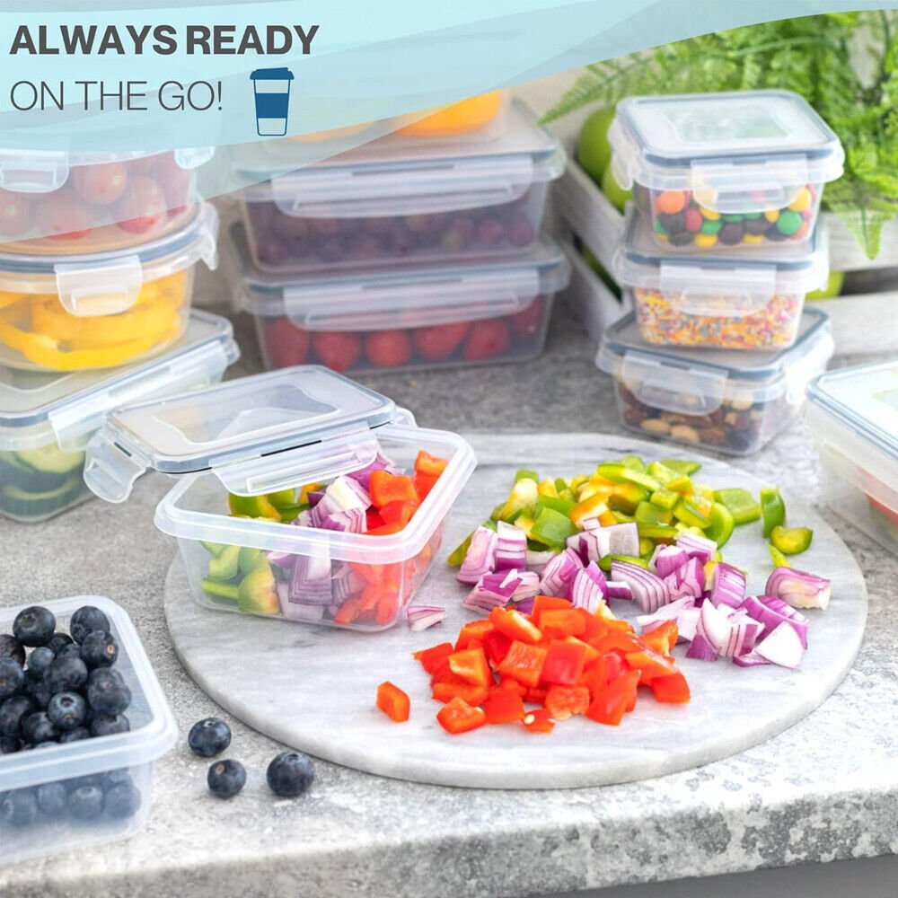 24X Stackable Plastic Containers Clear Food Storage Microwave Safe Boxes - BKKFinds