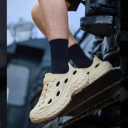 Men's Summer Clogs for Outdoor Wear, Beach Shoes, Non-Slip, Odor-Resistant, Closed-Toe, Women's Sports Casual Driving Sandals, Men's Outdoor Water Shoes