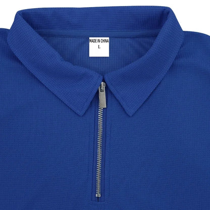 Summer Waffle Solid Color Casual Loose Collar Polo Shirt Set European and American Men Short Sleeved Shorts Casual Set