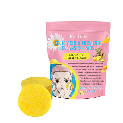 Turmeric Kojic Acid Cleansing Pads Exfoliating Pads Removing Dead Skin Shrink Pores Smooth Brightening Skin Face Cleansing