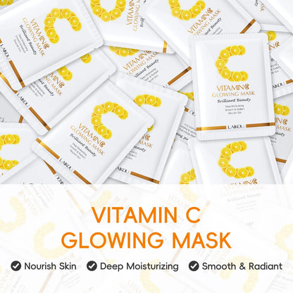 LAIKOU Vitamin C Glowing Mask Brightening Sheet Mask Hydrating Face Mask Anti-Age Skin Care 25g*20pcs