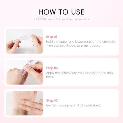 LAIKOU Japan Sakura Serum Ampoule Intensive Hydration Even Tone Smooth Lines 2ml*30