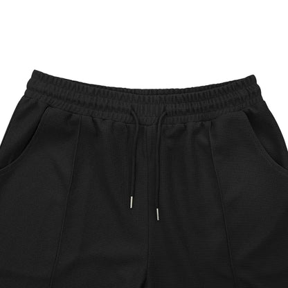 Men's Waffle Knit 2 Piece Tracksuit Set Solid Color Short Sleeve Crew Neck T Shirt Elastic Waist Shorts Summer Casual  Outfit.