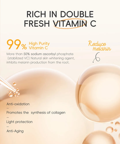 LAIKOU VITAMIN C Skincare Set Brightening 5Pcs Kit Even Skin Tone Smooth Wrinkle Tighten Pores Cleanser Toner Serum Eye Cream