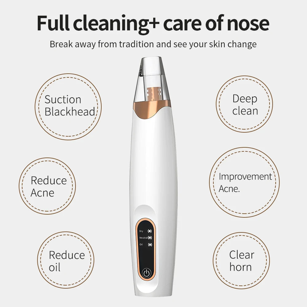 Rechargeable Portable Blackhead Remover Face Vacuum Nose Pore Cleaner Extractor Skin Care Tool