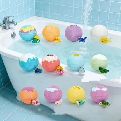 12pcs 80g Skin Friendly Bathing Kit Kids Bath Bombs Natural Mega Bubbles Surprise Ocean Toys Gift Set For Boys And Girls
