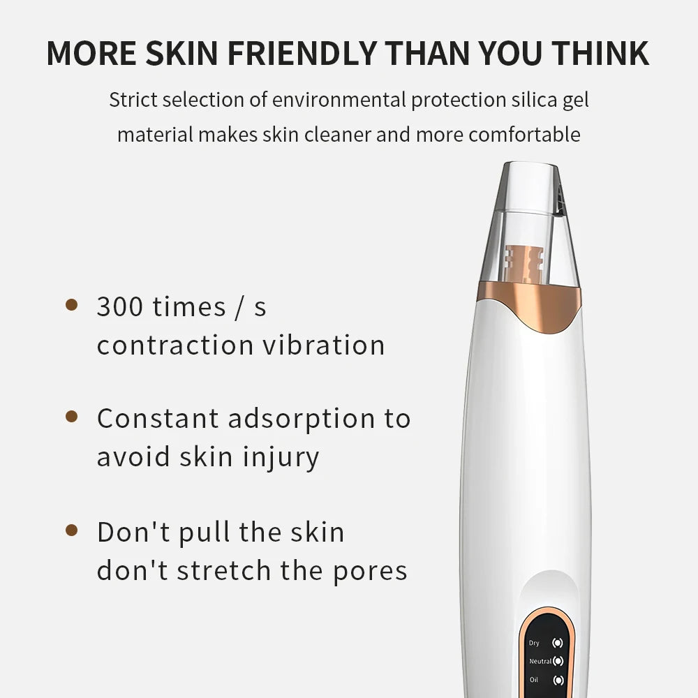 Rechargeable Portable Blackhead Remover Face Vacuum Nose Pore Cleaner Extractor Skin Care Tool