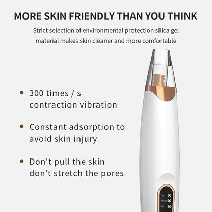 Rechargeable Portable Blackhead Remover Face Vacuum Nose Pore Cleaner Extractor Skin Care Tool