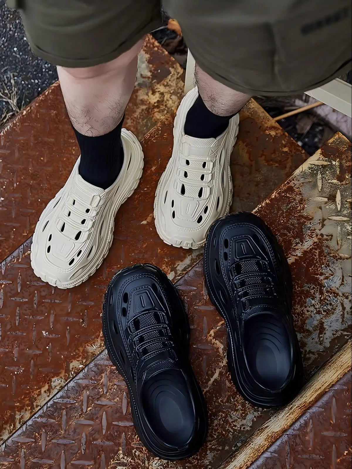 Men's Summer Clogs for Outdoor Wear, Beach Shoes, Non-Slip, Odor-Resistant, Closed-Toe, Women's Sports Casual Driving Sandals, Men's Outdoor Water Shoes