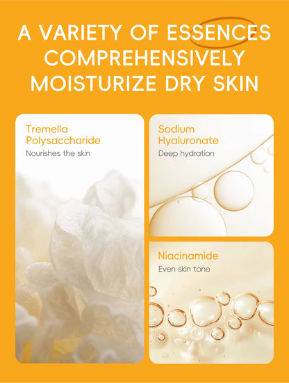 LAIKOU VITAMIN C Skincare Set Brightening 5Pcs Kit Even Skin Tone Smooth Wrinkle Tighten Pores Cleanser Toner Serum Eye Cream