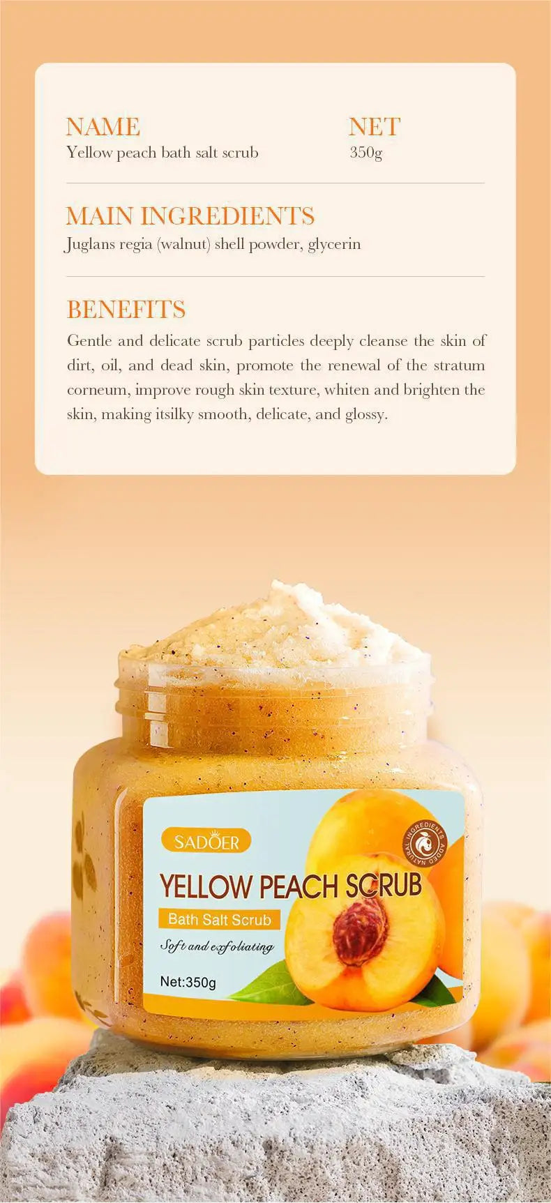 350g Body Bath Scrub, with Gentle and Fine Exfoliating Particles That Can Clean Dirt and Oil from the Skin, Improve Rough Skin Texture, Make Skin Appear Bright, and Give It a Silky, Smooth, and Radiant Feel - Home Care