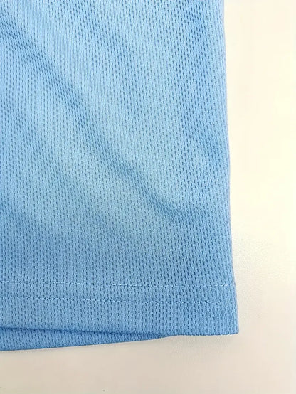 Summer Casual Versatile Fashion Short-Sleeved Button-Down Polo Shirt And Breathable Mesh Shorts Set for Men Plus Size