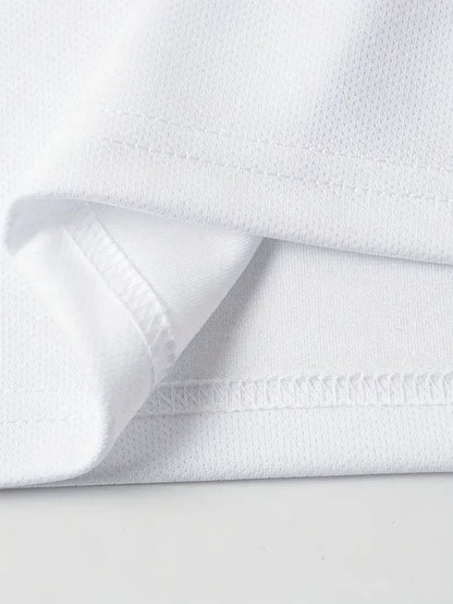 Summer Casual Versatile Fashion Short-Sleeved Button-Down Polo Shirt And Breathable Mesh Shorts Set for Men Plus Size