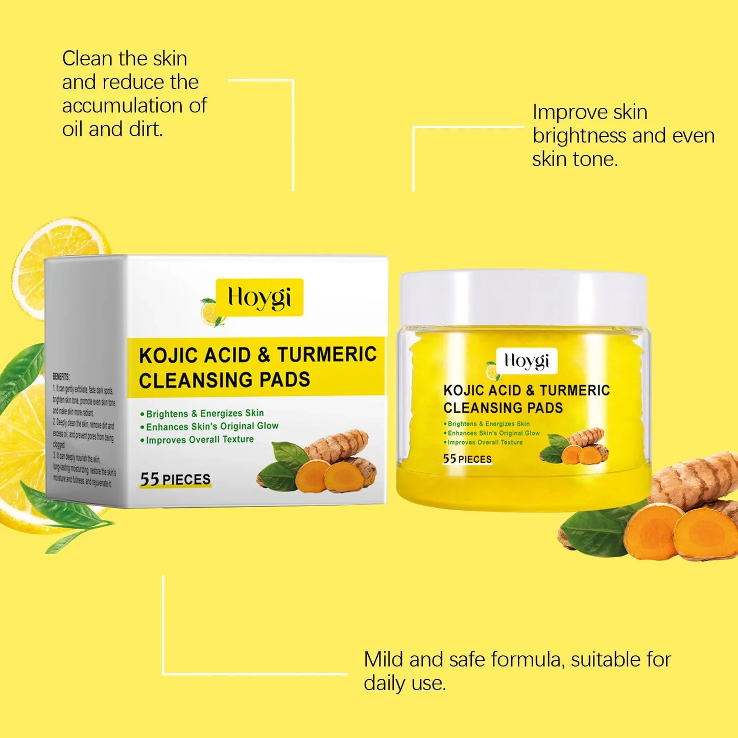 Turmeric Kojic Acid Cleansing Pads Exfoliating Pads Removing Dead Skin Shrink Pores Smooth Brightening Skin Face Cleansing