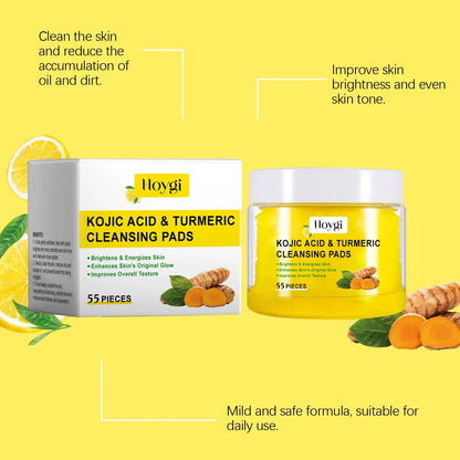 Turmeric Kojic Acid Cleansing Pads Exfoliating Pads Removing Dead Skin Shrink Pores Smooth Brightening Skin Face Cleansing
