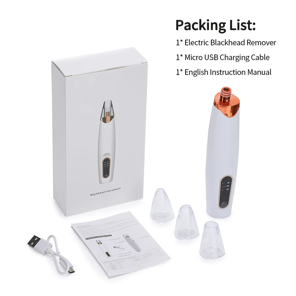 Rechargeable Portable Blackhead Remover Face Vacuum Nose Pore Cleaner Extractor Skin Care Tool