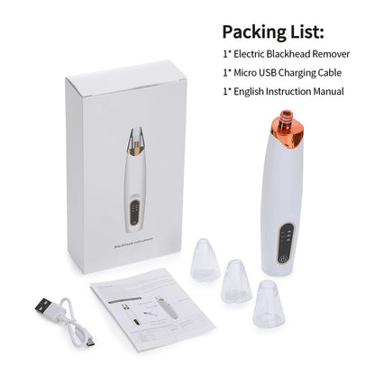 Rechargeable Portable Blackhead Remover Face Vacuum Nose Pore Cleaner Extractor Skin Care Tool