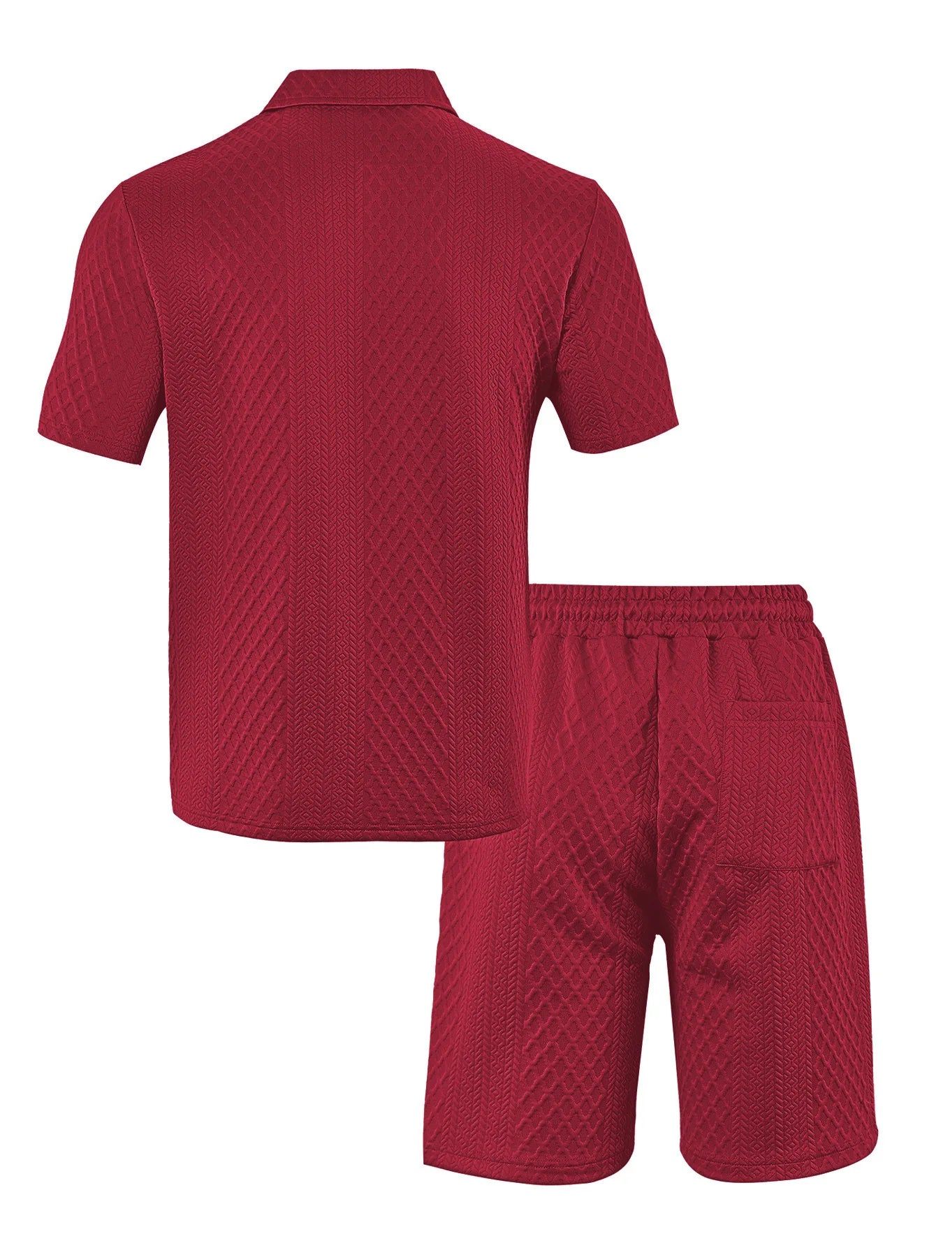 2025 Summer New Men's Casual Sportswear Polo Shirt With A Lapel, Men's Short-sleeved Shirt And Shorts, Jacquard Texture Suit