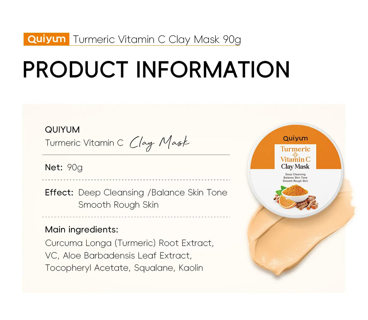 Turmeric Mud Mask Cleansing Pore Vitamin C Mud Mask Eliminate Pimples Inhibit Melanin Exfoliating Shrink Pores Face Skin Care
