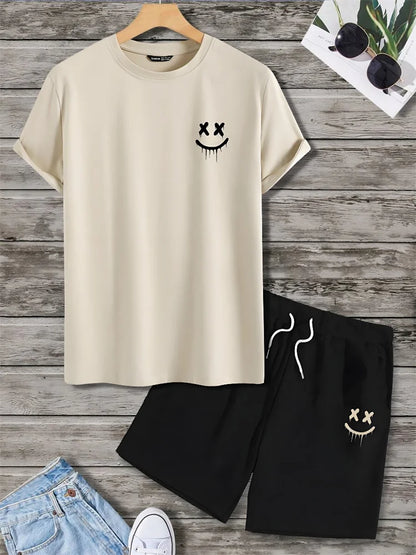 2 Piece Summer Casual Everyday Men's Short Sleeve Shorts Set Hawaiian Print Men's T-shirt Outdoor Sports Men's Beach Shorts