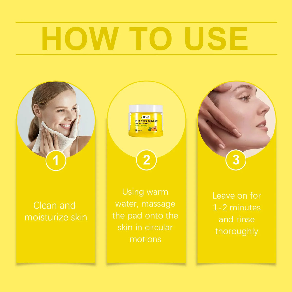 Turmeric Kojic Acid Cleansing Pads Exfoliating Pads Removing Dead Skin Shrink Pores Smooth Brightening Skin Face Cleansing
