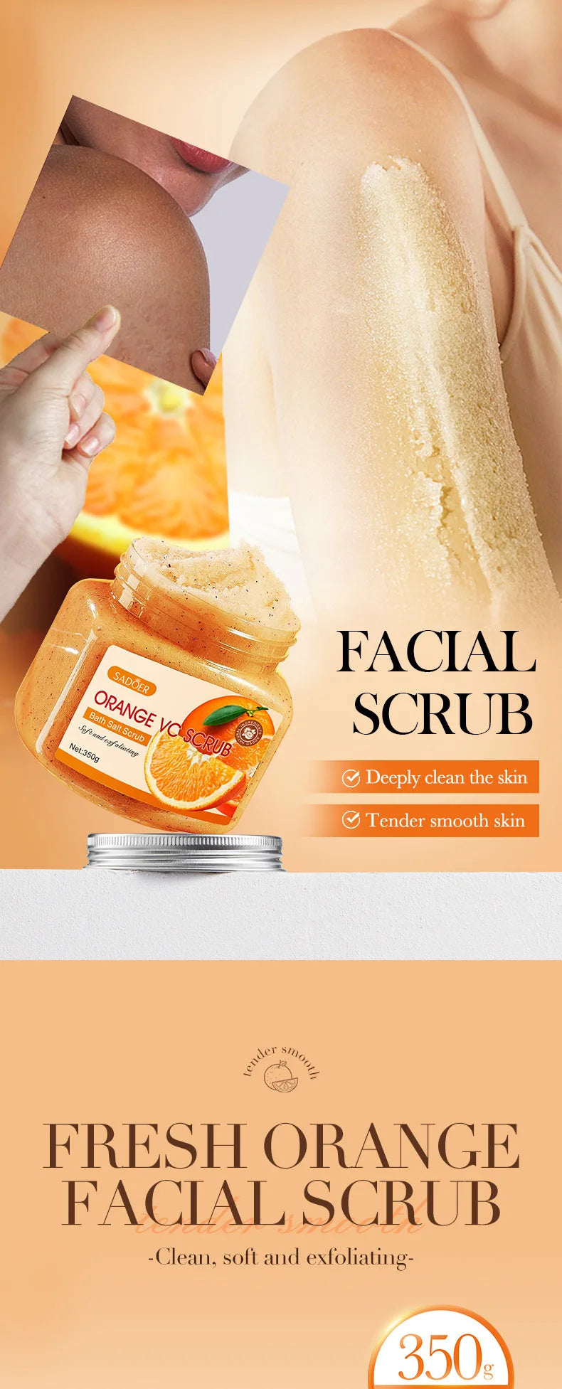350g Body Bath Scrub, with Gentle and Fine Exfoliating Particles That Can Clean Dirt and Oil from the Skin, Improve Rough Skin Texture, Make Skin Appear Bright, and Give It a Silky, Smooth, and Radiant Feel - Home Care